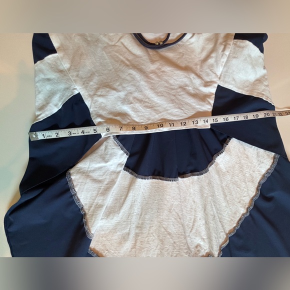 AKIRA Label  High Low Tail Top Navy and White with attached Necklace. Medium - Picture 11 of 16